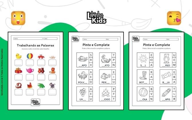 Atividades de Alfabetização para Impressão