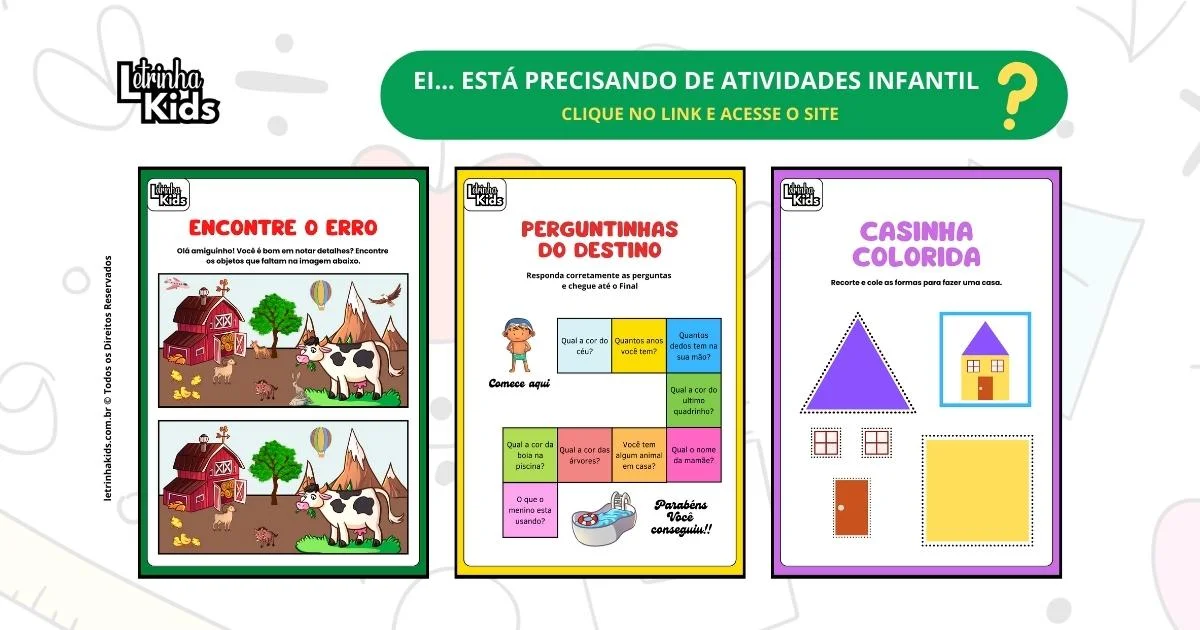 Atividades infantis para 3 anos de idade para imprimir